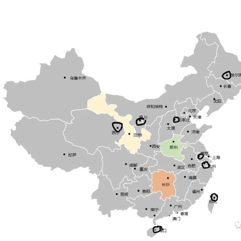 地理位置居于省域边缘的省会城市