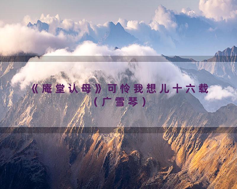 《庵堂认母》可怜我想儿十六载（广雪琴）