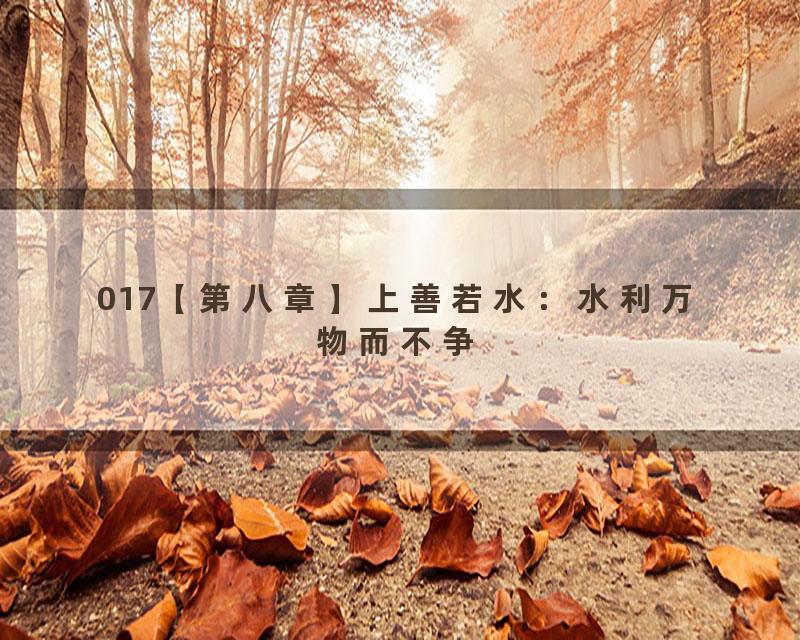 017【第八章】上善若水：水利万物而不争