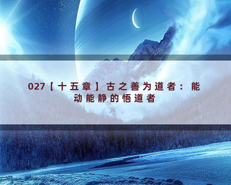 027【十五章】古之善为道者：能动能静的悟道者