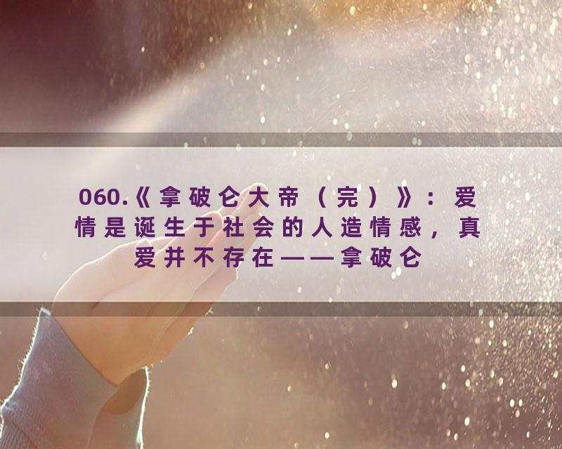 060.《拿破仑大帝（完）》：爱情是诞生于社会的人造情感，真爱并不存在——拿破仑