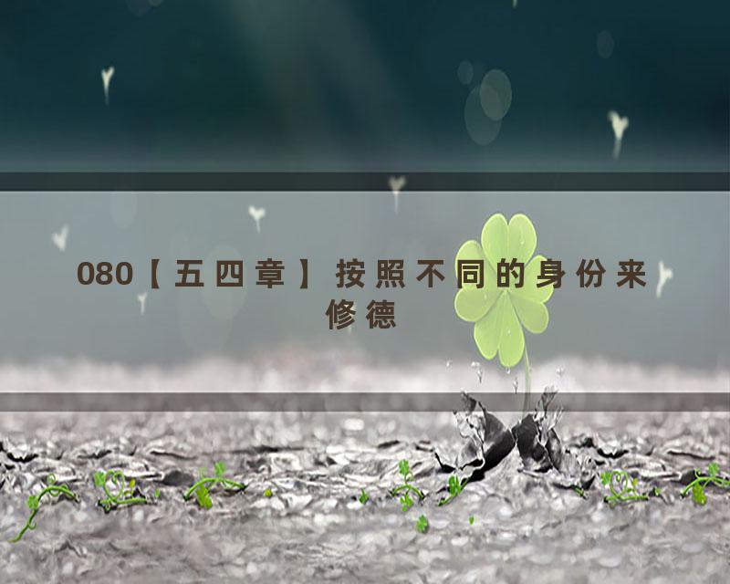 080【五四章】按照不同的身份来修德