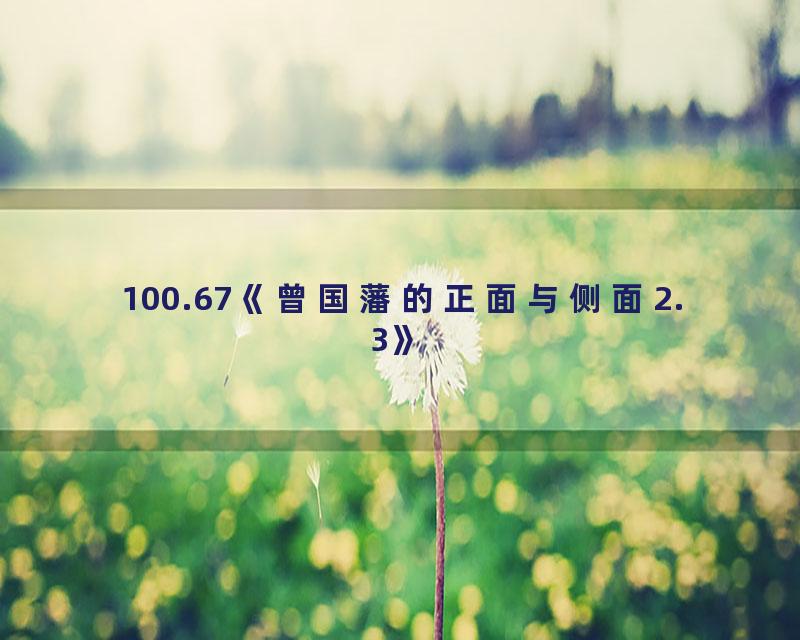 100.67《曾国藩的正面与侧面2.3》