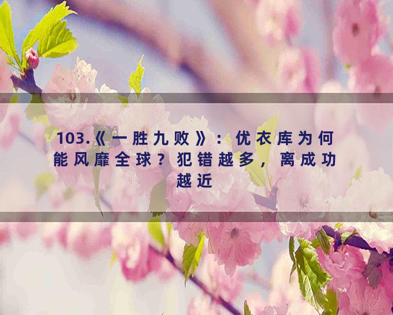 103.《一胜九败》：优衣库为何能风靡全球？犯错越多，离成功越近