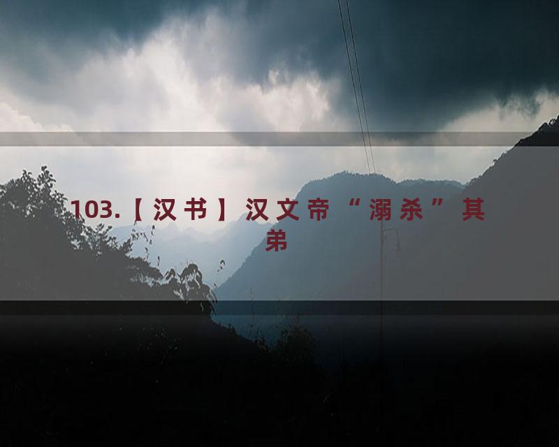 103.【汉书】汉文帝“溺杀”其弟