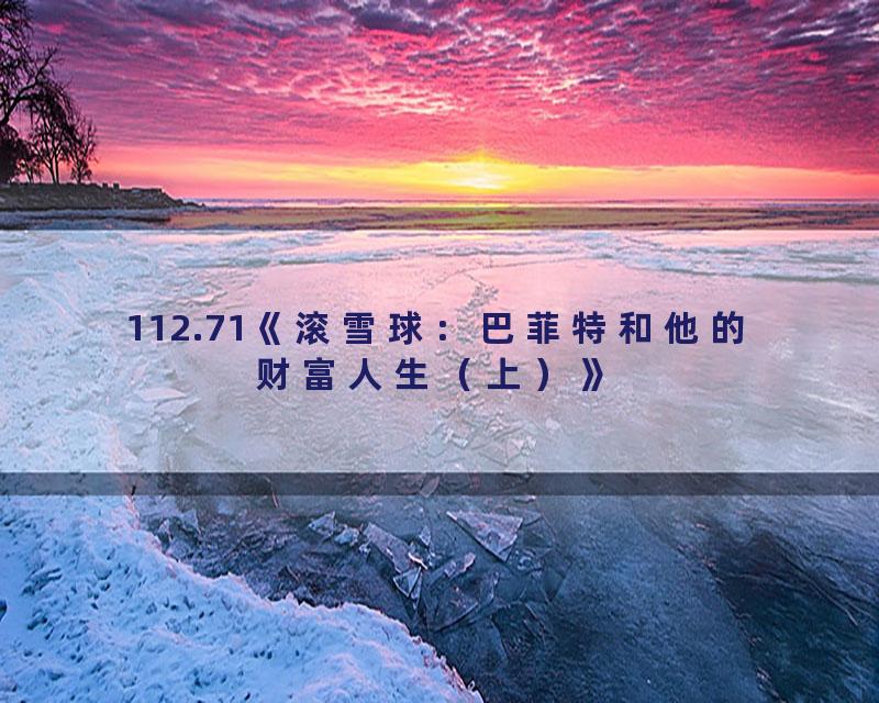 112.71《滚雪球：巴菲特和他的财富人生（上）》