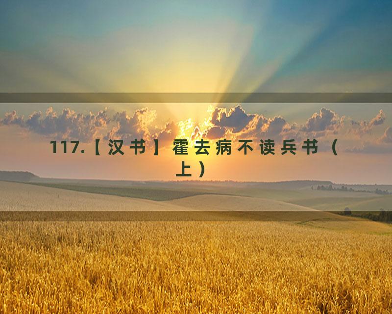 117.【汉书】霍去病不读兵书（上）