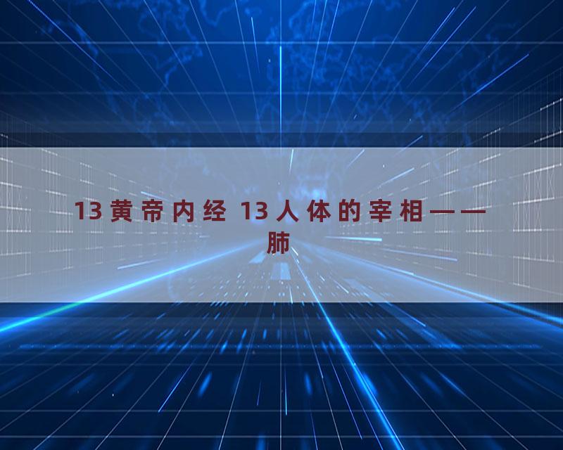 13 黄帝内经 13 人体的宰相——肺