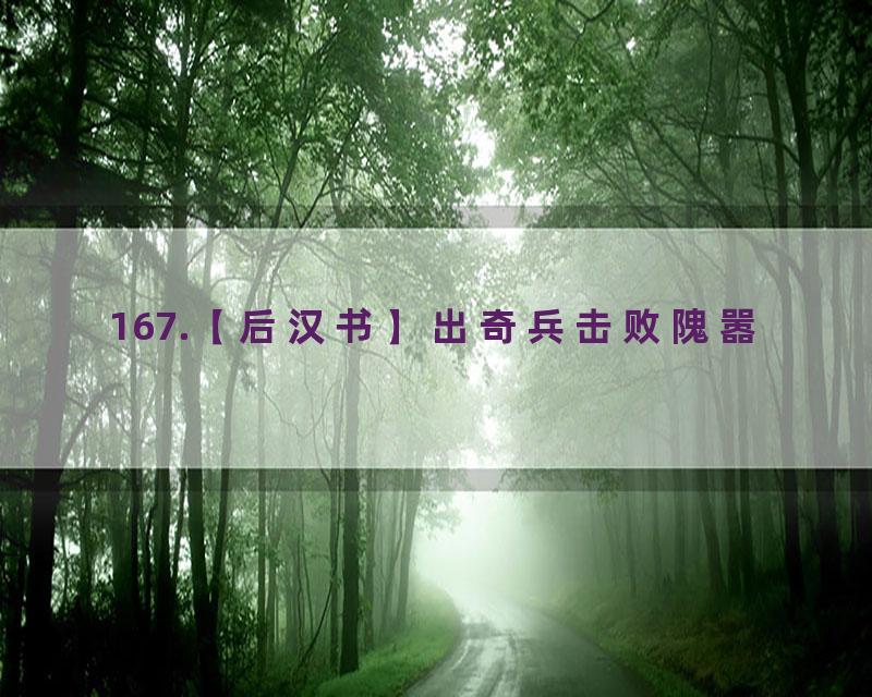 167.【后汉书】出奇兵击败隗嚣