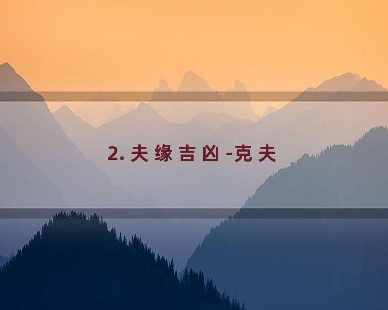 2. 夫缘吉凶-克夫