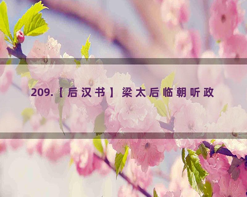 209.【后汉书】梁太后临朝听政