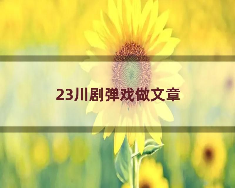 23川剧弹戏做文章