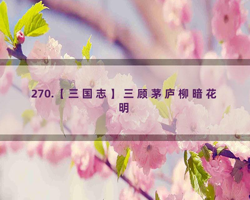 270.【三国志】三顾茅庐柳暗花明