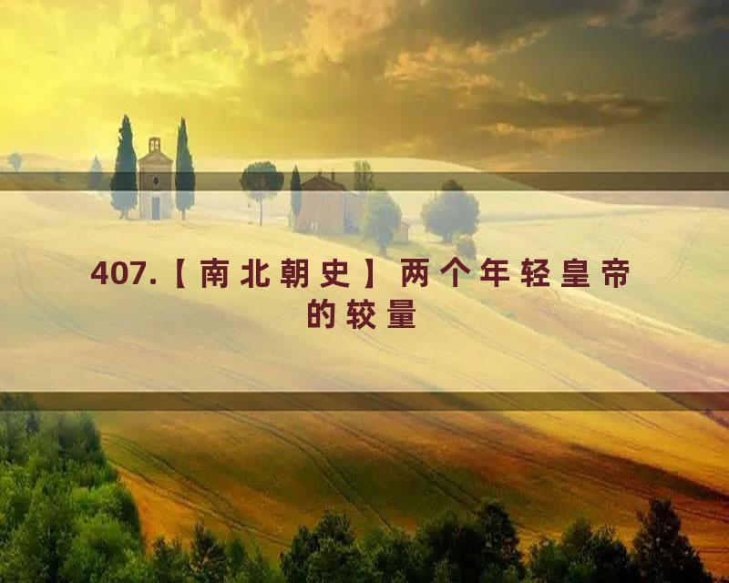 407.【南北朝史】两个年轻皇帝的较量