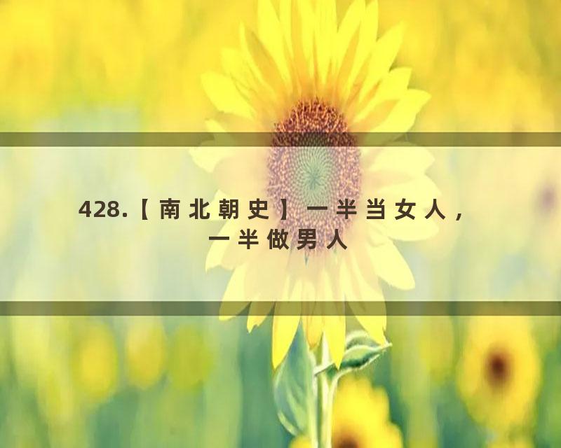 428.【南北朝史】一半当女人，一半做男人