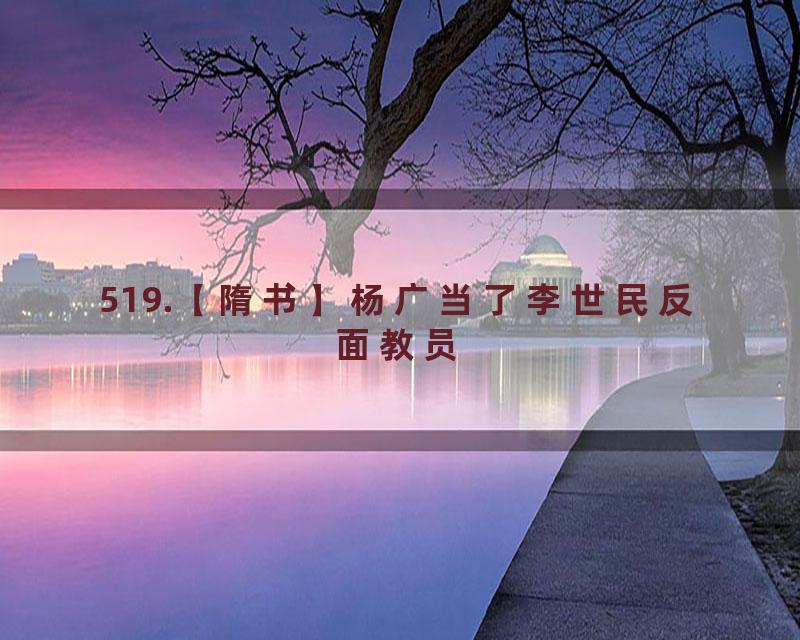 519.【隋书】杨广当了李世民反面教员