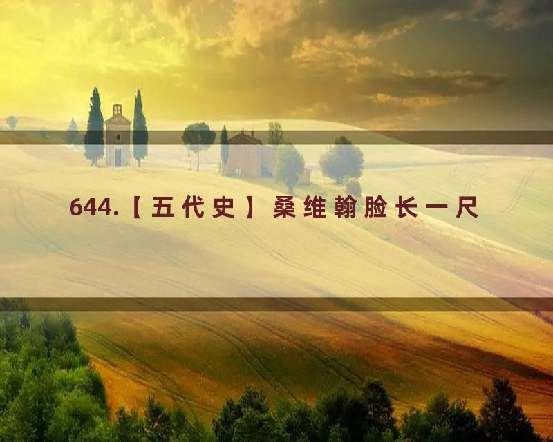 644.【五代史】桑维翰脸长一尺