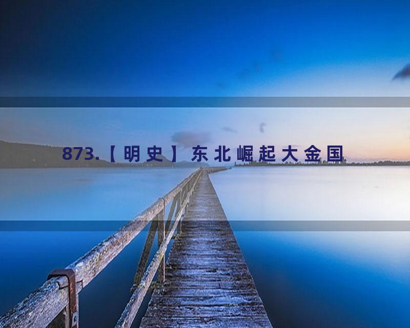 873.【明史】东北崛起大金国