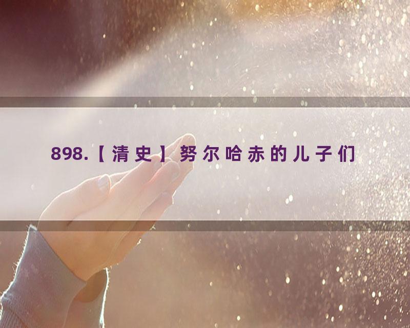 898.【清史】努尔哈赤的儿子们